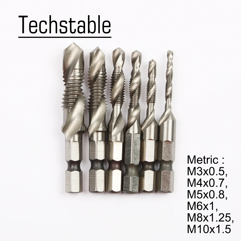 6 шт. сверла с шестигранным хвостовиком ручного крана винт из быстрорежущей стали