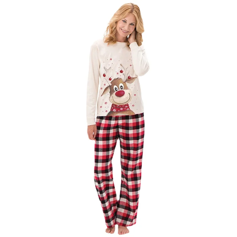 2021 Christmas Fashion Parent-child Pajamas Home Service Two-piece Suit Christmas Pajamas