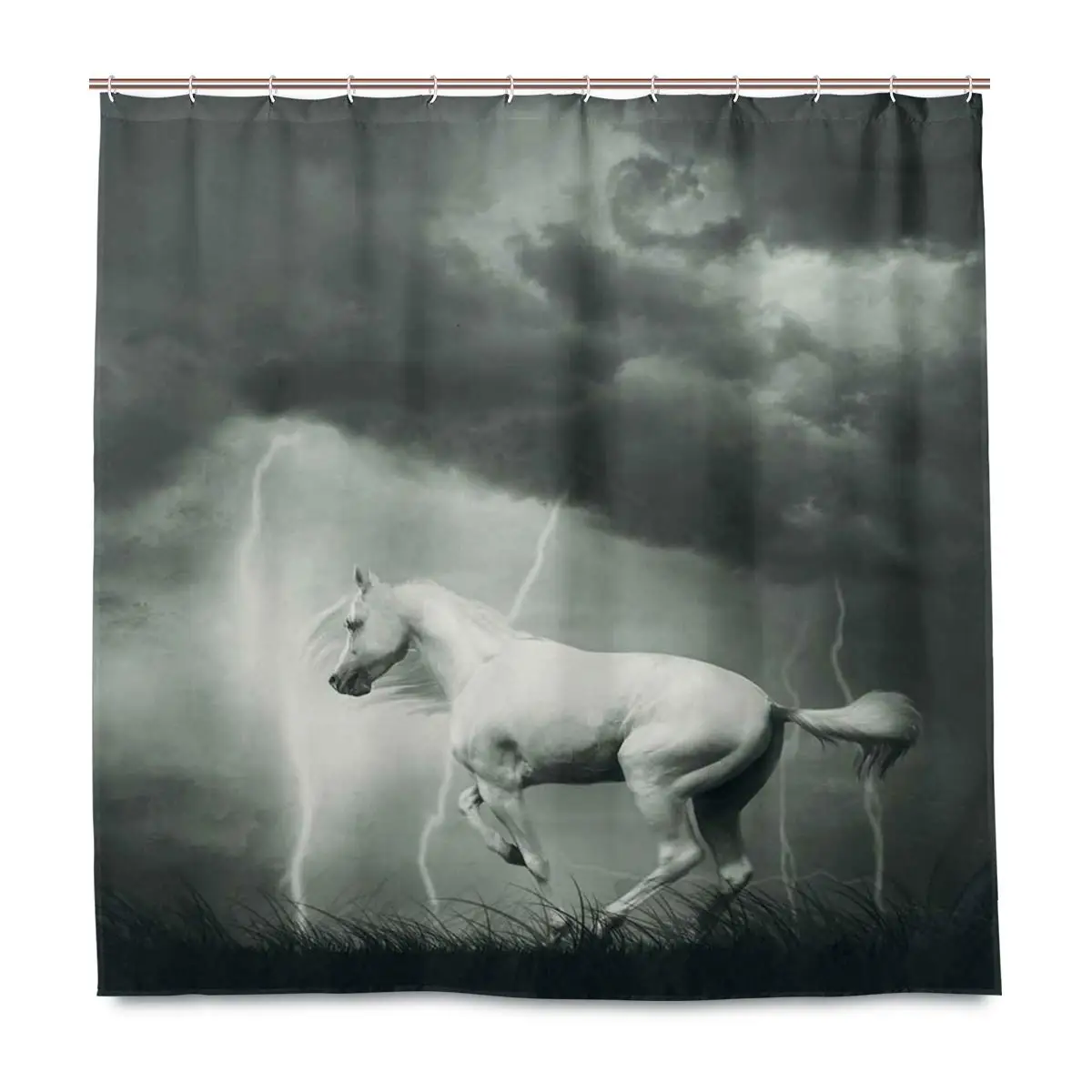 Уникальная занавеска для душа лошадь бег под грозой облака с болтом мечтательный
