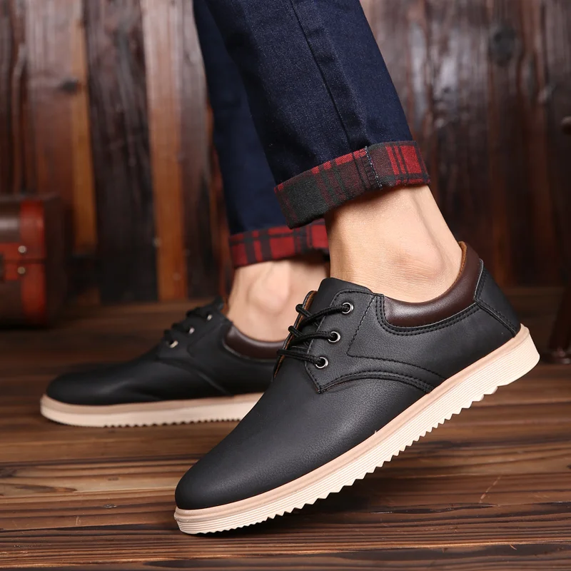 

Men's Leather Casual Shoes Brand Comfortable Flat Sneakers Fashionable Lace-up Oxford Shoes 2021 New Korean Men's Shoes
