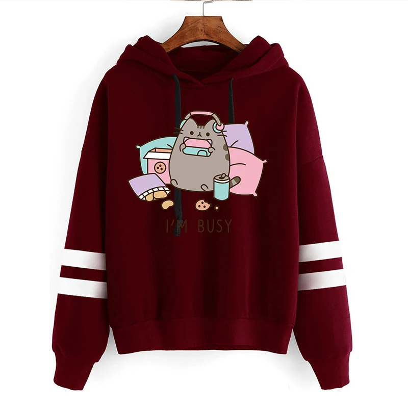 

Female Hoodies Women Oversize Sweatshirts Women Cut Cat Printed Tops Casual Hooded Women Pullovers Clothes Tops