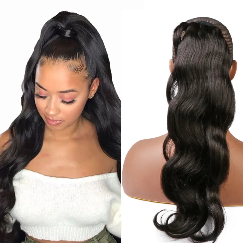 

Wrap Around Ponytail Human Hair Body Wave Pony Tail 100% Human Hair Clip In Ponytail Extensions For Women 100g