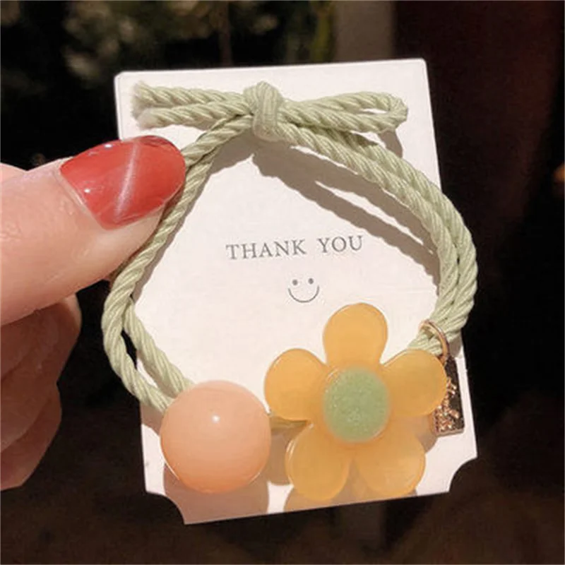 

Candy Colour Hair Tie Flower Bead Elastic Hair Band Ponytail Holder Women Hair Rope Scrunchie Gum Girl Headband Hair Accessories