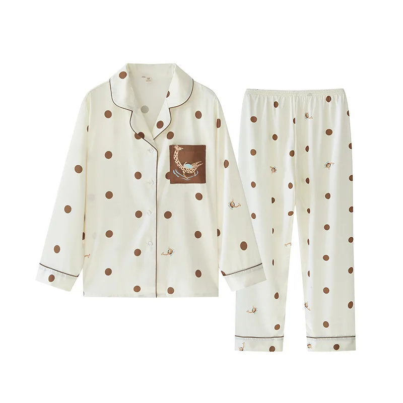 Long Sleeve Pajamas Autumn Long Sleeve Trousers Suit Cartoon Pyjama Set Large Size Two-piece Nightwear Home Service Sleepwear