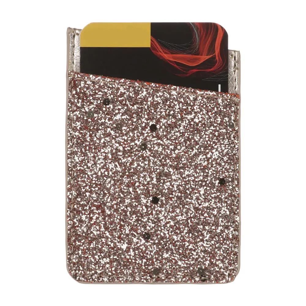 1PC PU Leather Sequins Cell phone Pocket Credit Card Holder For Phone Card Holder Sticker Adhesive Pouch Wallet Case