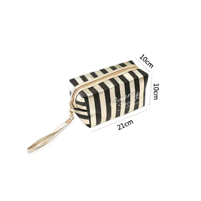 

New Phnom Penh Stripe Cosmetic Bag PU Leather Laser Anise Storage Bag Lady Clutch Bag Portable Toiletry Bag