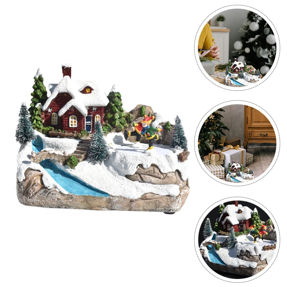 

1pc Adorable Xmas Desktop Adornment Resin House Decor Luminous Party Prop