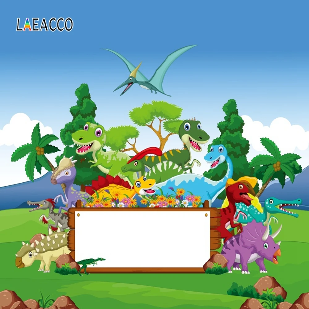 Laeacco Birthday Photo Backdrops Jungle Forest Dinosaur Animals Party Baby Shower Photography Backgrounds For Studio Props | Электроника