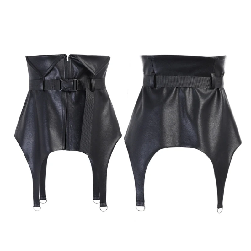 Womens Gothic Faux Leather Corset Skirt Dress Waist Belt Adjustable Black Harness Buckle Bustier Waistband Peplum Bodice | Аксессуары