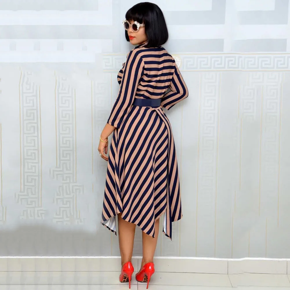 Женское офисное платье в полоску африканская мода асимметричная туника с