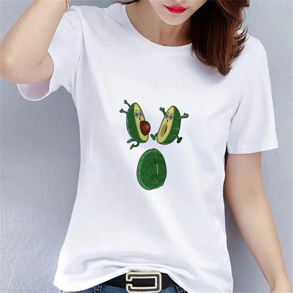 

New Products Funny Painted Avocado Series Women T-shirts Lightweight Comfort Cartoon Female Teeshirts Summer Top Gifts For Girl