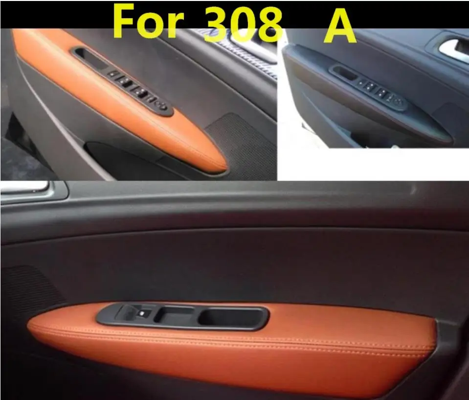 Для peugeot 308(2009-) 4 шт./компл. из микрофибры двери автомобиля подлокотник Панель Защитная крышка с вмонтированой корпусной фитинги