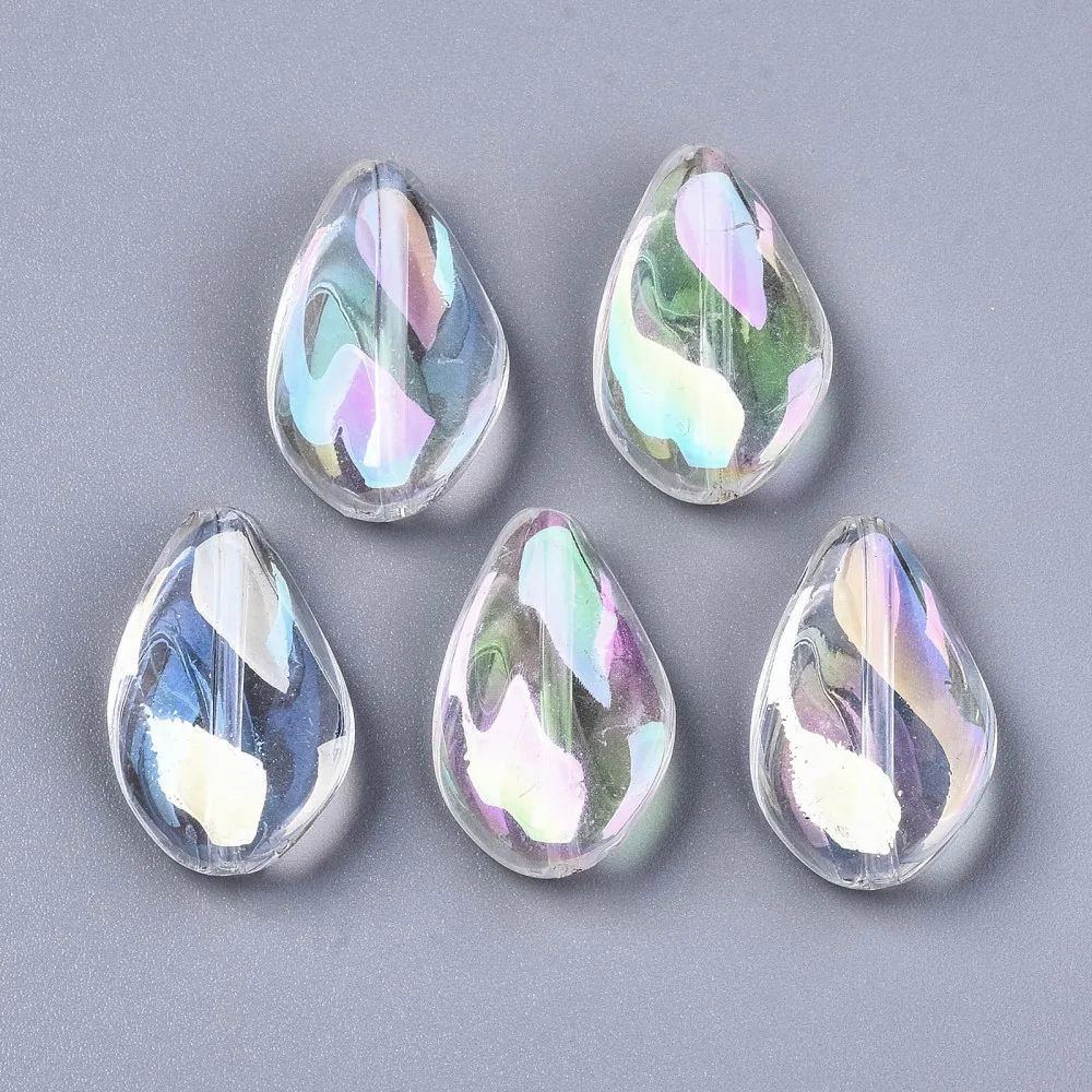 

10pc Transparent Acrylic Beads AB Color Teardrop Clear AB 22x14x5mm Hole: 1.6mm