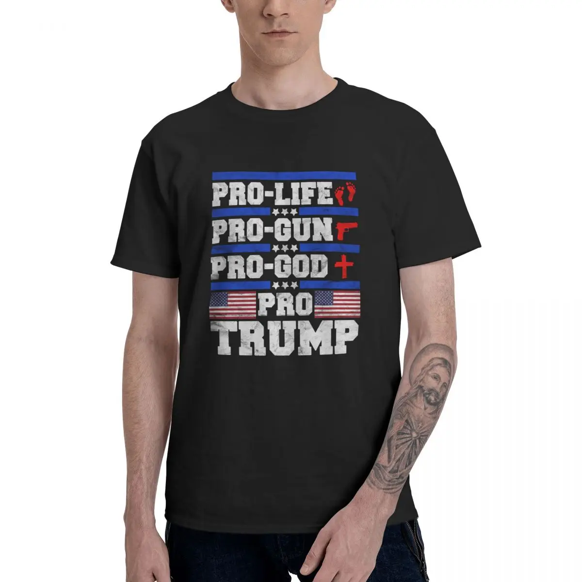 

Pro Life Pro Gun Pro God Pro Trump Aesthetic Clothes Men's Basic Short Sleeve T-Shirt Graphic Funny Comfortable Cotton Tops