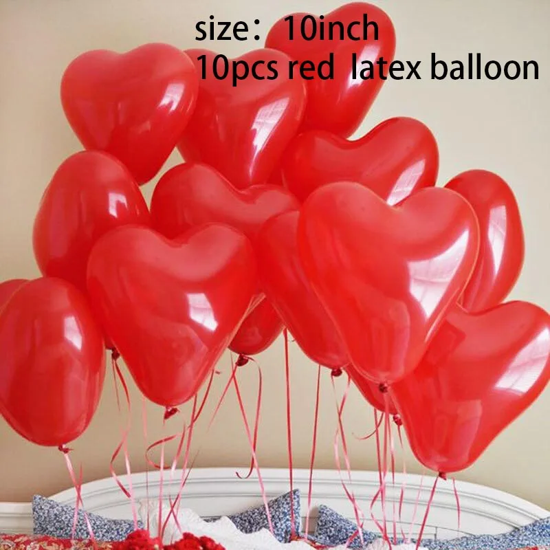 10inch latex ballon 10 шт., 18 дюймов, розовое золото, красная фольга, сердце, шары, свадьба, гелиевый надувной шар, металлик, свадьба, день рождения, Декор, подарки - Цвет: 10inch latex ballon