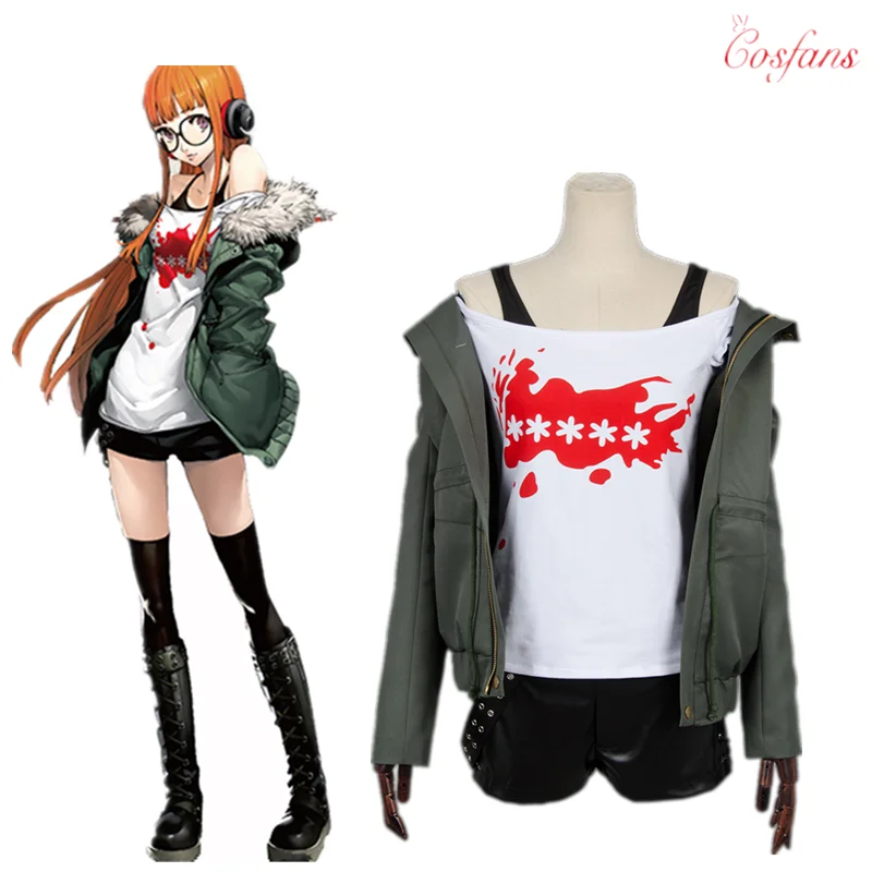 Аниме Косплей Persona 5 Костюм футаба Сакура Униформа куртка + футболка шорты пояс