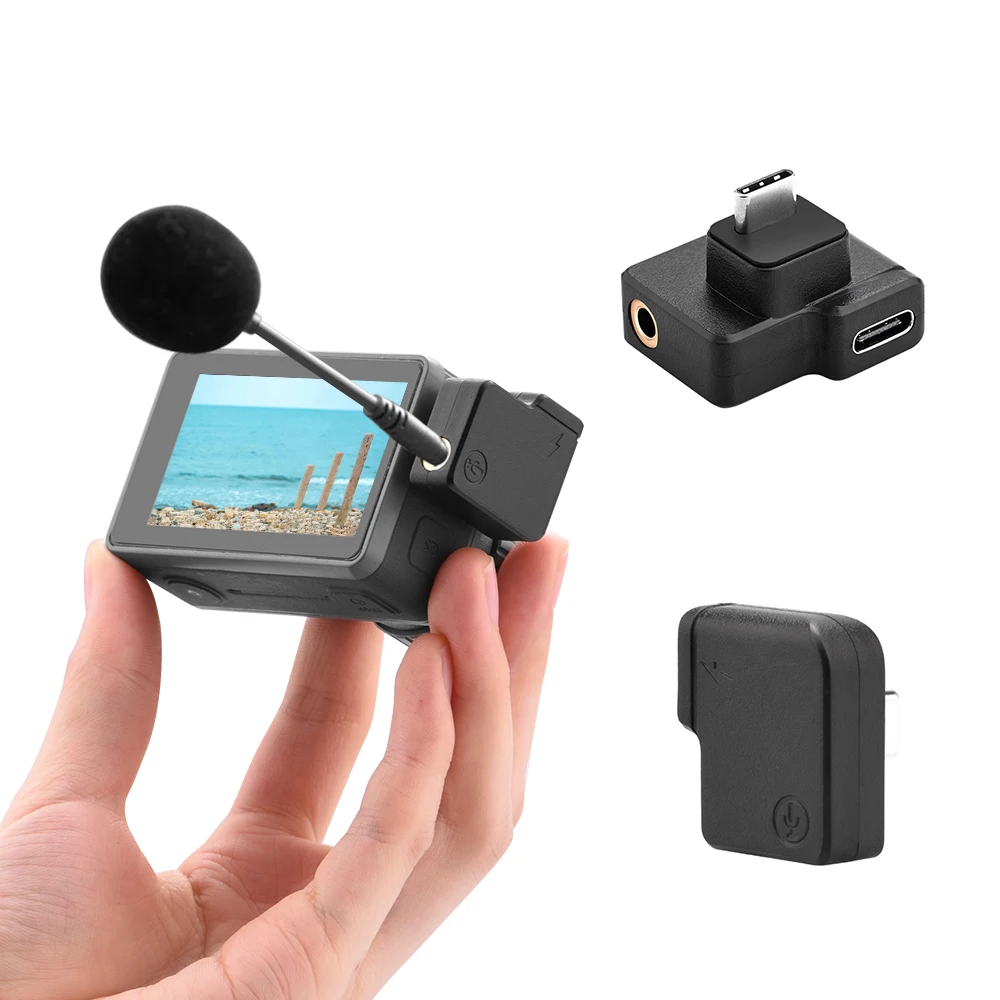 

For DJI OSMO Action microphone 3.5mm/USB-C Adapter audio external mic mount for TRS Plug DJI OSMO Action Accessories