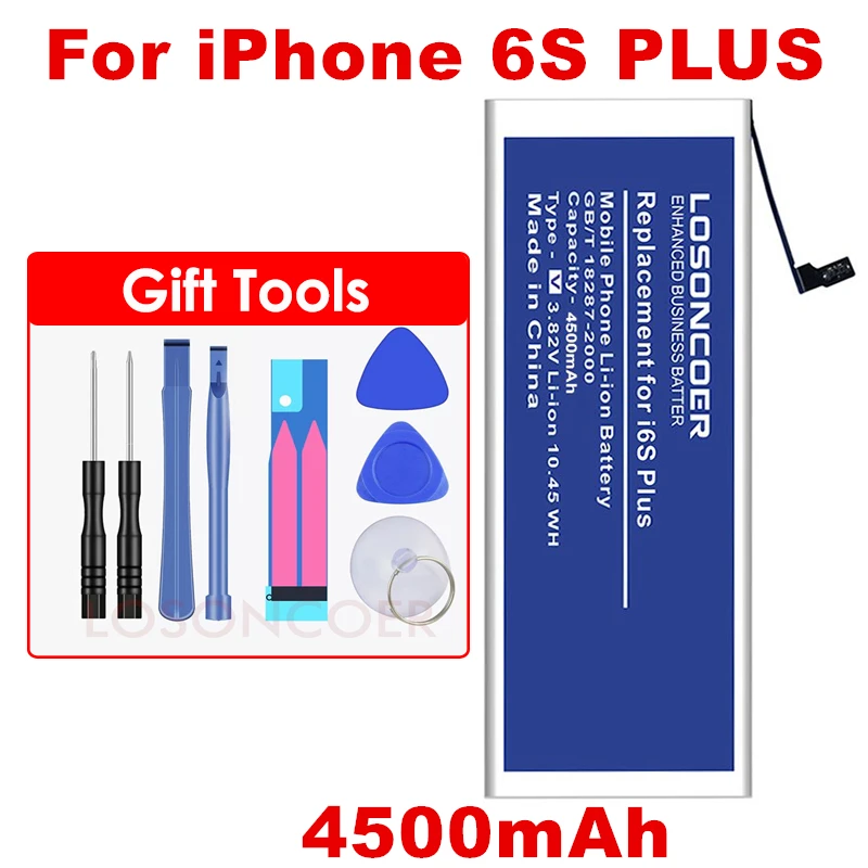 4500 мАч для оригинального iPhone 6 Plus батарея/6 S Plus большой емкости батареи мобильного телефона бесплатные инструменты подставка держатель наклейки