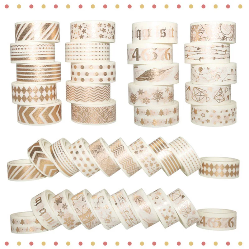 20 рулонов из белого золота набор декоративного скотча Васи милые Фольга