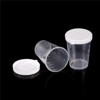 10pcslot white 50ml lid indexing clear container tub clear pp liquid measuring cups plastic graduaeted laboratory test cylinder