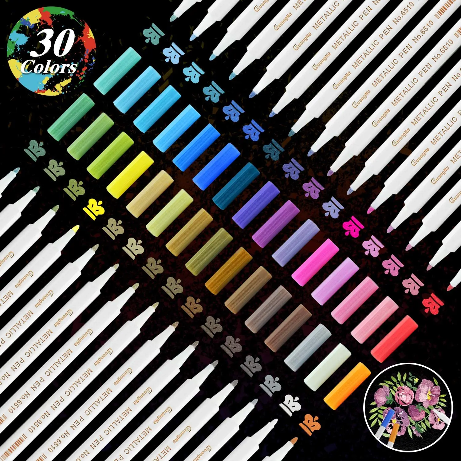 

30 Colors Metallic Marker Pens for Scrapbooking Crafts,DIY Photo Album, Art Rock Painting,Metal, Glass, Ceramics