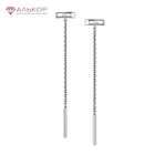 Серьги протяжки (продевки) из родированного серебра c кристаллами АЛЬКОР. Быстрая доставка с ювелирной фабрики в России