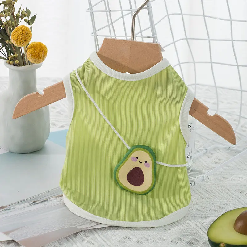 

Dog Clothes for Small Dogs Thin Breathable Green Avocado Satchel Vest In Summer Teddy Chihuahua Cat Two Legged Clothing Poodle