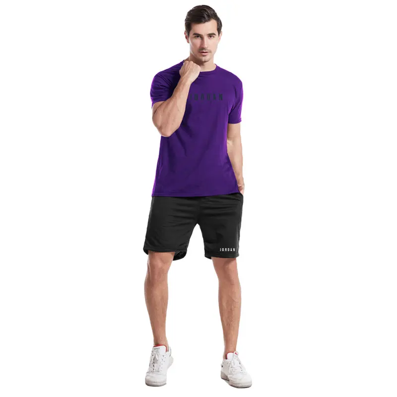 

Summer T-shirt Shorts Two-piece Suit Casual Fashion Brand Clothing Comfortable And Breathable Cotton Shorts T-shirt Men