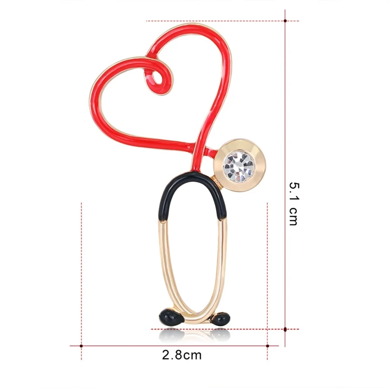 

Fine Medicine Brooch Pin Stethoscope Heart Shaped Pin Nurse Doctor Backpack Lapel Jewelry Gift