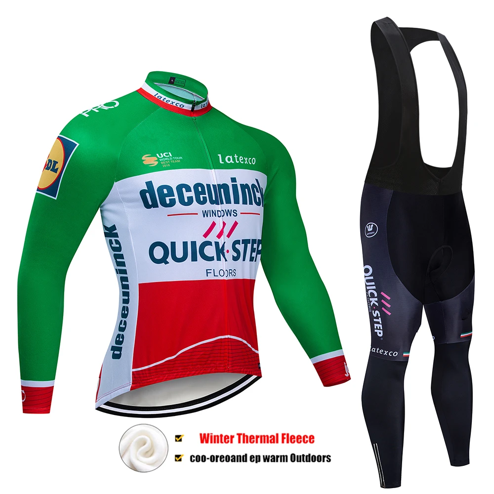 Новинка, комплект зимней одежды для велоспорта QUICK STEP Pro Team, одежда для велоспорта из бельгийского материала, Мужская одежда для велоспорта Go Pro, теплая флисовая одежда для велоспорта - Цвет: 1