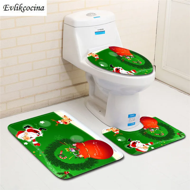 Бесплатная доставка 3 шт. Рождественский подарок набор ковриков для ванной
