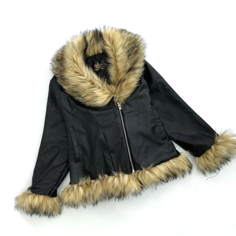 Black Faux Fur Coat Short Turn -down Collar Women Coats and Jacket Winter Furry Casual Fashion Winter Slim Outwear Real Photos