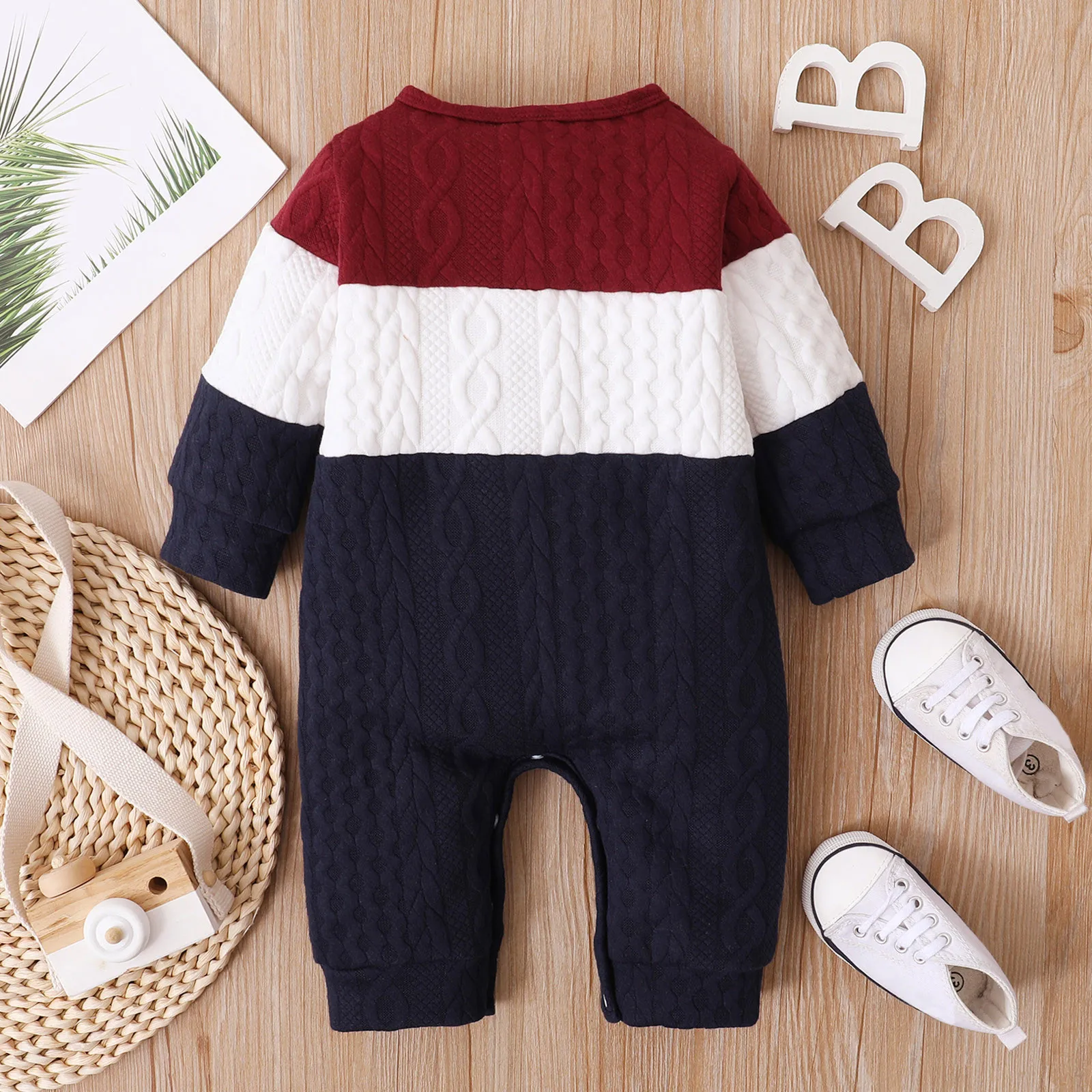 3 6 9 12 18 Months Autumn Baby Clothes For Boys Girls Cotton Romper Long Sleeve Patchwork Jumpsuit Winter Children's Clothing | Детская