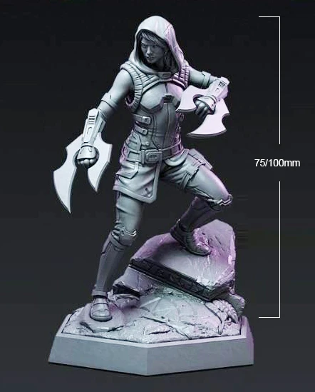 

1/24 75mm 1/18 100mm Resin Model Kits Female Warrior Figure Sculpture Unpainted No Color RW-570