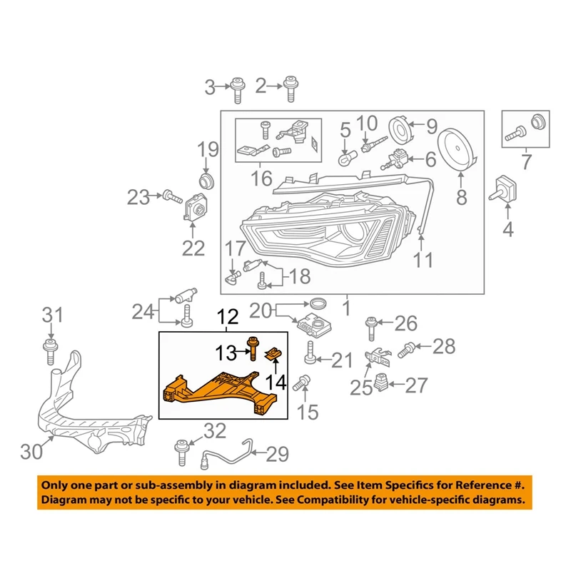 

Headlight Mount Retainer Plate Bracket for - A4 2013-2015 B8.5 Allroad A5 2012-2016 RS4 2013-2016 8T0941453D