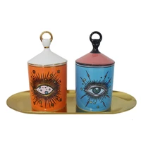 make up jar big eyes jar with lids ceramic tank decorative cans candle holder storage cans home decorative makeup cup box