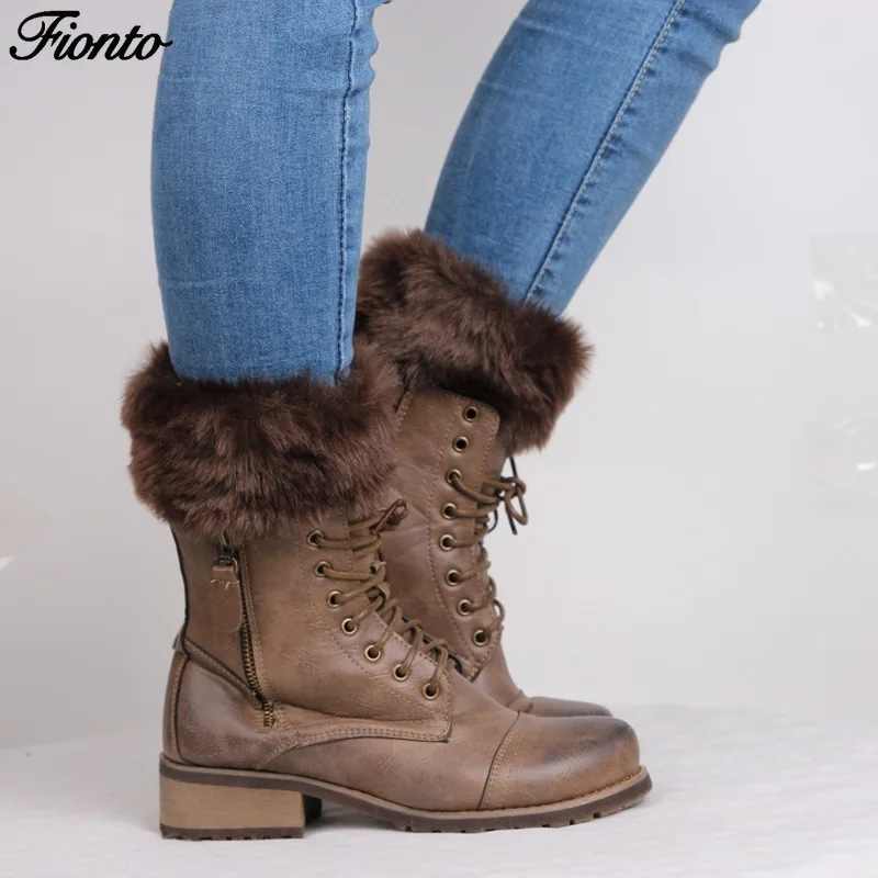 Зимние теплые шерстяные носки FIONTO рождественские Короткие вязаные с ремешком