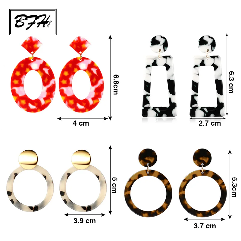 Акриловые серьги BFH для женщин большие декоративные женские полимерные овальные