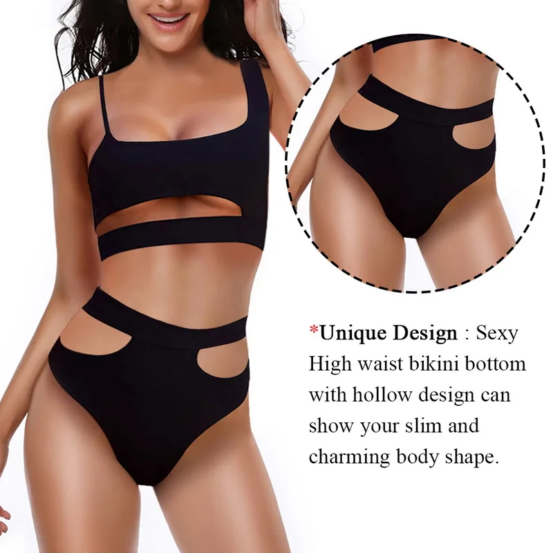 LOOZYKIT Женский комплект бикини с бретельками пуш ап полый купальный костюм два