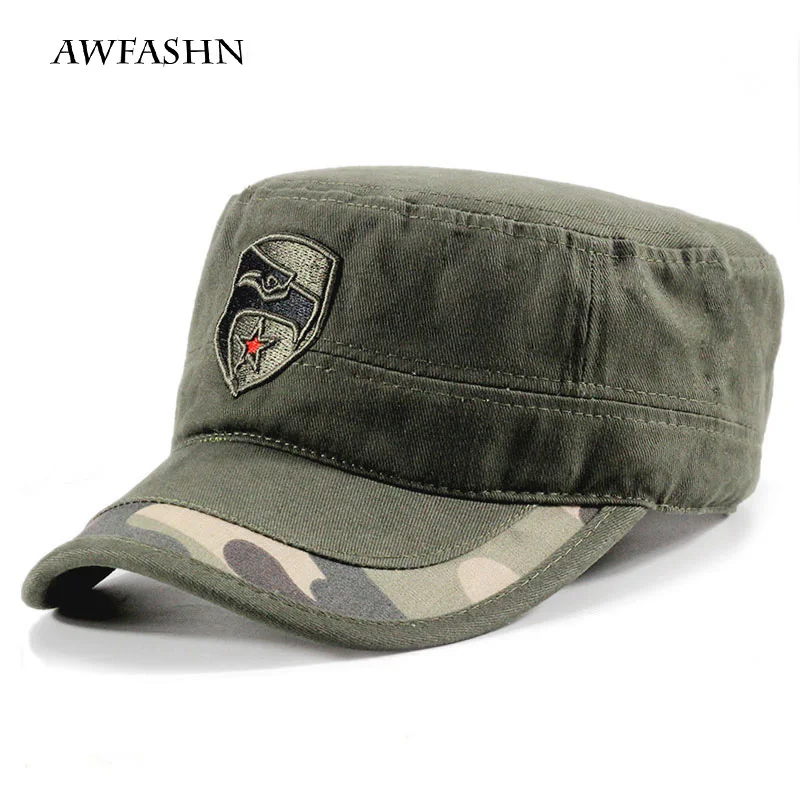 Мужская Военная Кепка в стиле милитари Регулируемая с красной звездой плоским