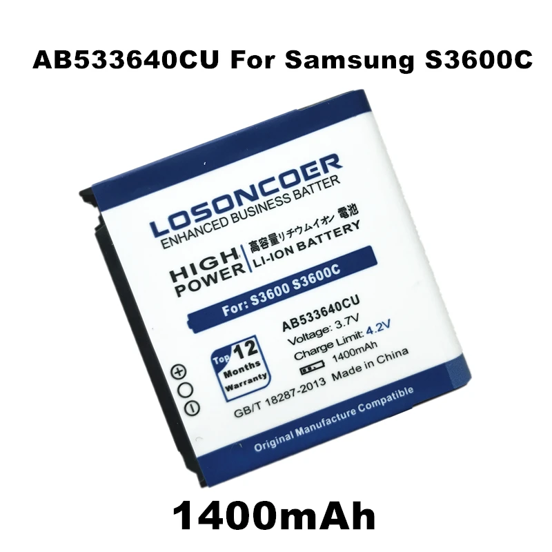 

LOSONCOER 1400mAh for samsung S3600,S3600C,SGH-F330,SGH-F338,SGH-F490,SGH-G400,SGH-G600,SGH-J630,SGH-J638 AB533640CU Battery