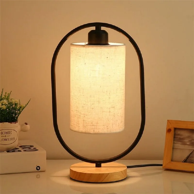 

Modern Newly Table Lamp Chinese Style Bedroom Bedside Lights Wooden Fabric Desk Light Decor Lighting LED Lamp for Home Desk Lamp