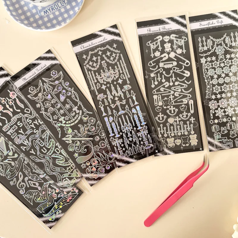

Cute Bronzing Ribbon Snowflake Decorative Stickers DIY Hand Account Diary Album Scrapbooking Collage Shiny Stationery Sticker