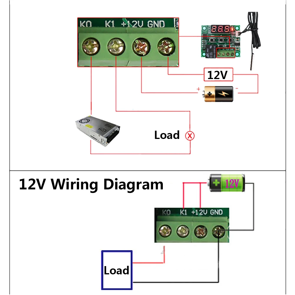 Синий W1209 DC 12V светодиодный цифровой термостат термо контроллер переключатель