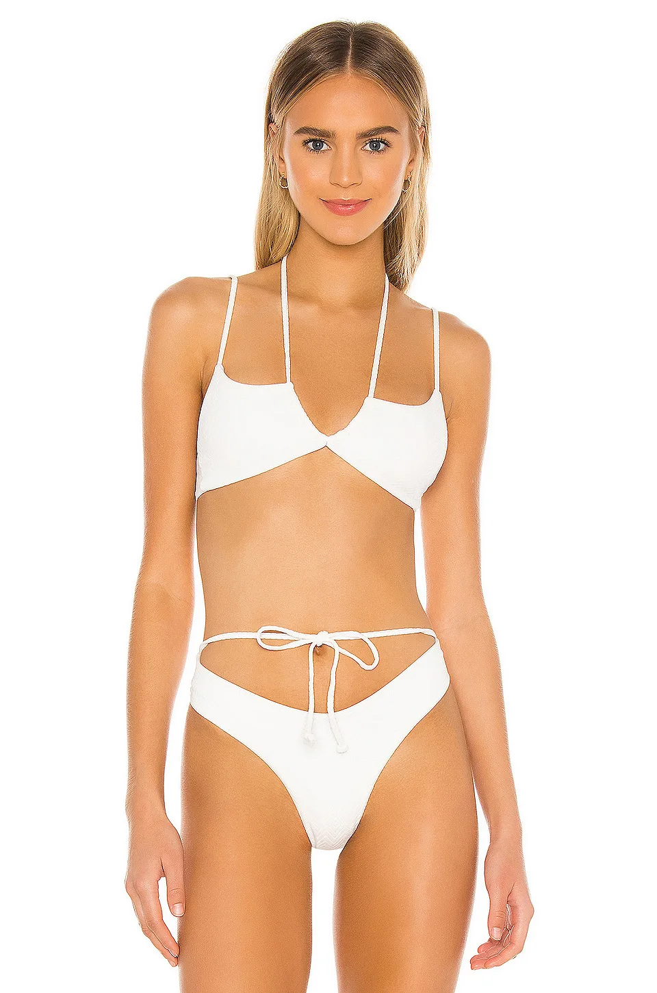 

BAZUHIA Middle Waist Bikinis Swimsuit Women Swimwear Women Solid-colour Tie Bikini 2021New Beachwear