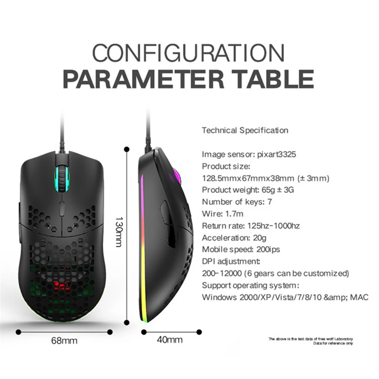 

M6 Wired Hollow out Gaming Mouse 12000DPI Lightweight Mice Hollow-out Lightweight Gaming Mouse