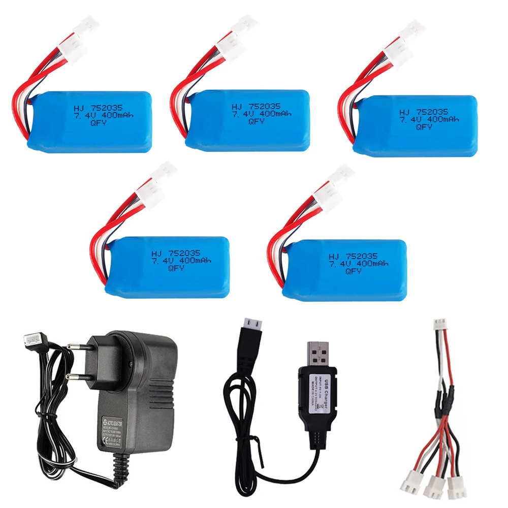 Литий Полимерный Аккумулятор 7 4 в 2S 400 мАч с Chager для DM007 RC Quadcopter детали игрушек В