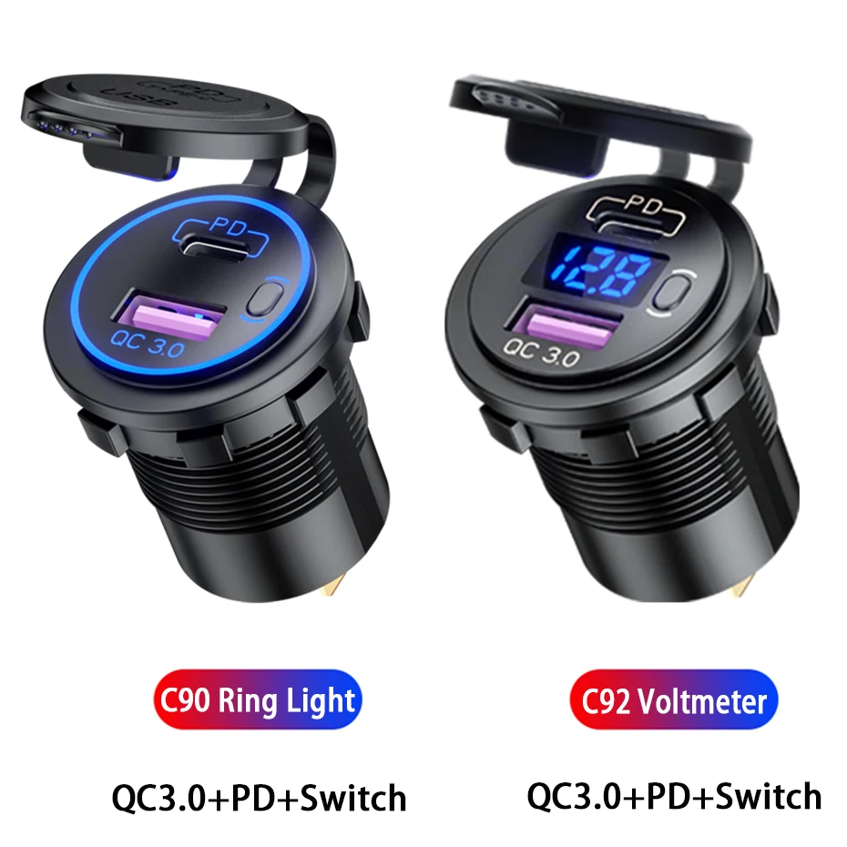 Зарядное устройство ROXGOCT 48 Вт QC 3 0 + PD 12 В USB быстрая зарядка светодиодный вольтметр