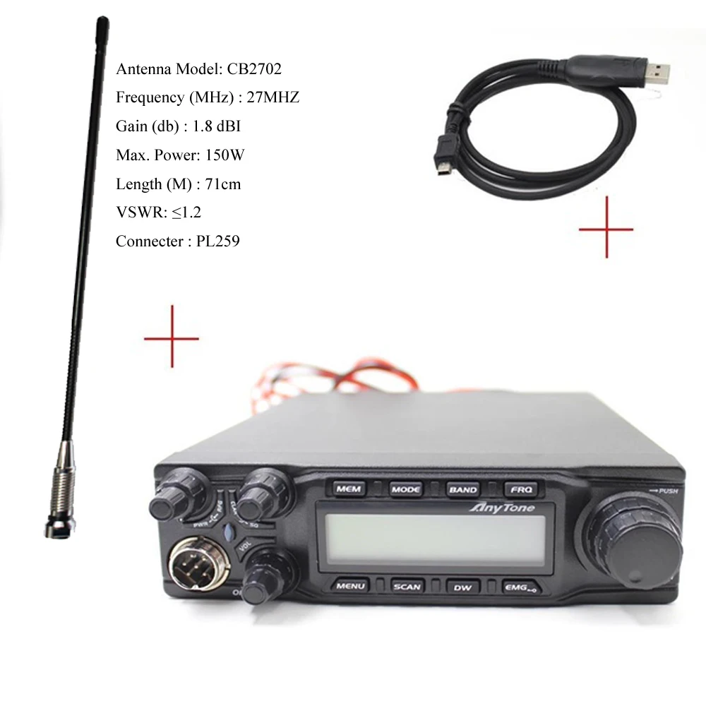 CB радио ANYTONE AT-6666 28,000-29,699 Mhz 40 канальный Мобильный приемопередатчик AT6666 AM/FM/SSB 10 метров радио