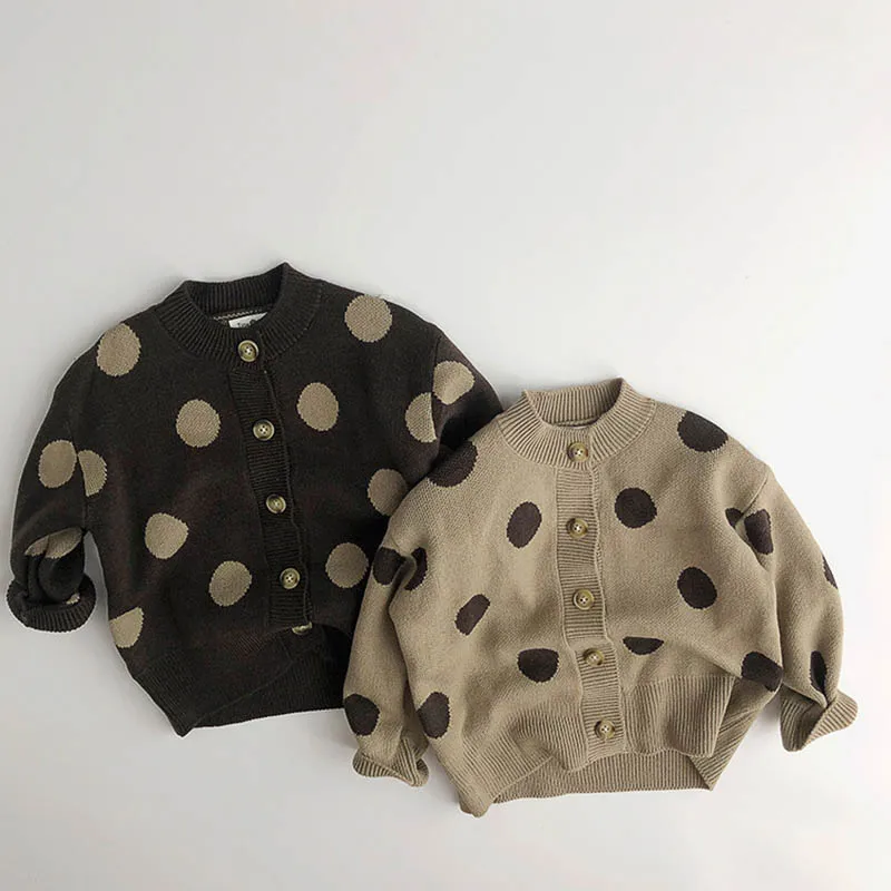 

Свитер вязаный в горошек для девочек, на осень-зиму